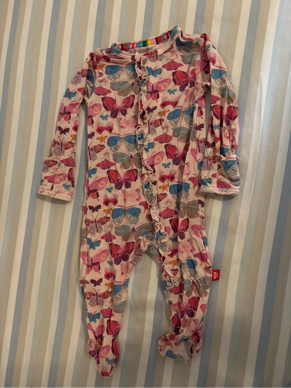 Magnetic Me Pink Butterfly Ruffle Footie